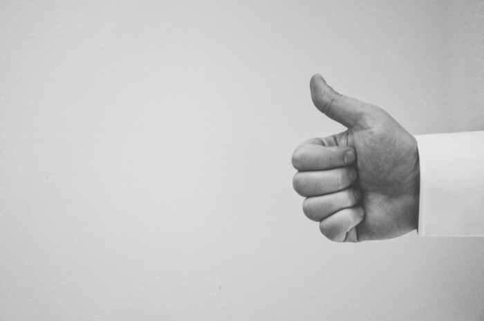 hand thumbs up thumb black and white